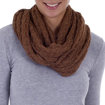 Alpaca blend infinity scarf, Fashionable Andes in Spice