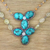 Multi-gemstone beaded pendant necklace, 'Dawn Bloom in Blue' - Handmade Quartz Calcite Citrine Carnelian Pendant Necklace