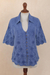 Cotton blouse, 'Purely Feminine in Blue' - Embroidered Cotton Blouse in Blue (image 2c) thumbail
