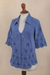 Cotton blouse, 'Purely Feminine in Blue' - Embroidered Cotton Blouse in Blue (image 2d) thumbail