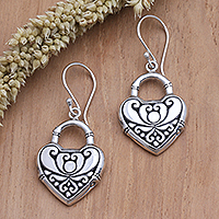 Sterling silver dangle earrings, 'Love Lock'