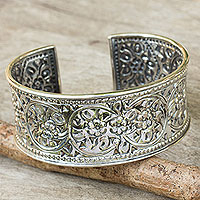 Sterling silver cuff bracelet, 'Renewal'