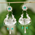 Turquoise chandelier earrings, 'Traditional Taxco' - Natural Turquoise Dove Motif Earrings thumbail