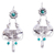 Turquoise chandelier earrings, 'Traditional Taxco' - Natural Turquoise Dove Motif Earrings (image 2a) thumbail