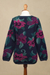 100% alpaca cardigan, 'Cusco Flowers in Blue' - Floral Intarsia Knit Cardigan Sweater in 100% Alpaca (image 2d) thumbail
