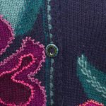 100% alpaca cardigan, 'Cusco Flowers in Blue' - Floral Intarsia Knit Cardigan Sweater in 100% Alpaca