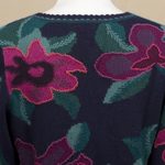 100% alpaca cardigan, 'Cusco Flowers in Blue' - Floral Intarsia Knit Cardigan Sweater in 100% Alpaca
