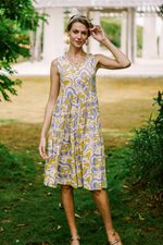 Rayon sundress, 'Spring Leaves' - Screen Printed Rayon Sundress from Bali