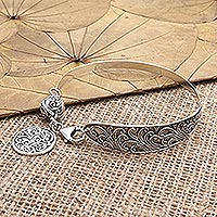 Sterling silver bangle bracelet, 'Hope For' - Hand Crafted Sterling Silver Bangle Bracelet