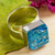 Dichroic art glass cocktail ring, 'Blue Sea' - Modern Blue Dichroic Art Glass and Sterling Silver Ring (image 2b) thumbail