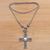 Gold-accented cultured pearl pendant necklace, 'Traditional Cross' - Cultured Pearl Cross Necklace