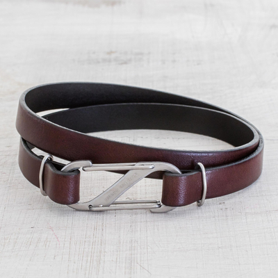 Mens leather wrap bracelet, Discoverer