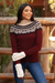 100% alpaca sweater, 'Mountain Snowflakes in Brick' - Turtleneck 100% Alpaca Sweater (image 2) thumbail