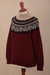 100% alpaca sweater, 'Mountain Snowflakes in Brick' - Turtleneck 100% Alpaca Sweater (image 2e) thumbail