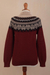 100% alpaca sweater, 'Mountain Snowflakes in Brick' - Turtleneck 100% Alpaca Sweater (image 2f) thumbail