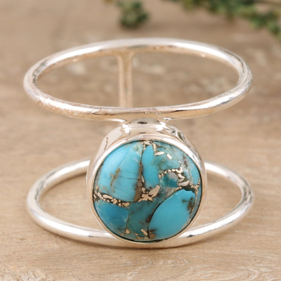 Sterling silver single stone ring, 'All Around the World' - Sterling Silver Single Stone Ring from India