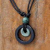 Jade pendant necklace, 'Ring of Peace'