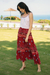 Falda de rayón, 'Poppy Garden' - Falda de rayón floral en amapola elaborada en Tailandia