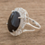 Jade cocktail ring, 'Ancestral Pride' - Sterling Silver and Black Jade Cocktail Ring from Guatemala (image 2b) thumbail