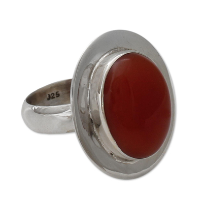Modern Sterling Silver and Carnelian Ring