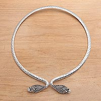 Sterling silver collar necklace, 'Ancient Snake' - Sterling Silver Snake Collar Necklace