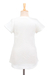 Baumwollbluse, 'White Flair' - Geknöpfte Baumwoll-Gaze-Bluse mit kurzen Ärmeln