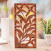 Wood relief panel, 'Spirit of the Wild Orchids' - Floral Wood Relief Panel