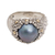 Cultured pearl cocktail ring, 'Dusky Daisy' - Blue Cultured Pearl Cocktail Ring with Floral Motifs (image 2f) thumbail