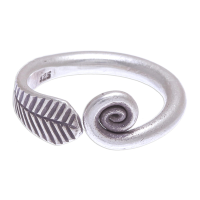 Sterling silver band ring, 'Different Drum' - Hand Made Sterling Silver Spiral Band Ring