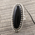 Onyx cocktail ring, 'Crowned in Glory in Black' - Oval Cabochon of Black Onyx Cocktail Ring