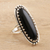 Onyx cocktail ring, 'Crowned in Glory in Black' - Oval Cabochon of Black Onyx Cocktail Ring