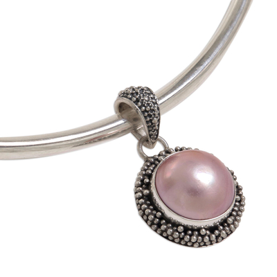Cultured pearl choker, 'Rose Moon Sands' - Cultured pearl choker