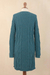 100% baby alpaca sweater dress, 'Winter Teal' - Baby Alpaca Teal Cable Knit Tunic Sweater Dress (image 2e) thumbail