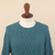 100% baby alpaca sweater dress, 'Winter Teal' - Baby Alpaca Teal Cable Knit Tunic Sweater Dress (image 2f) thumbail