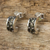 Sterling silver and marcasite half hoop earrings, 'Ever Happy' - Marcasite Studs on Sterling Silver Half Hoop Earrings thumbail