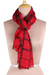 Viscose blend scarf, 'Crimson Checks' - Checked Viscose Blend Wrap Scarf in Crimson from India