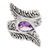 Amethyst cocktail ring, 'Ferny Caress' - Amethyst and Sterling Silver Fern Cocktail Ring from Bali