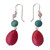 Jade and cherry quartz dangle earrings, 'Springtime colours' - Brazilian Hot Pink Jade & Apatite Dangle Earrings