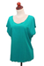 Embroidered top, 'Timeless in Emerald' - Green Short-Sleeved Rayon Blouse (image 2c) thumbail