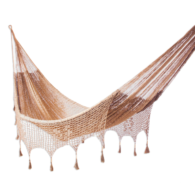 Hammock, 'Copper Filigree' (triple) - Handcrafted Solid Mayan Hammock from Mexico (Triple)