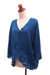 Embroidered rayon blouse, 'Azure Blossom' - Blue Rayon Embroidered Floral Blouse (image 2c) thumbail
