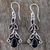 Onyx and amethyst dangle earrings, 'Abundance' - Natural Gemstone Earrings Sterling Silver Jewelry from India