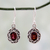 Garnet dangle earrings, 'Indian Basket' - Garnet Dangle Earrings Set in Woven 925 Sterling Silver