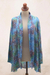 Rayon batik kimono jacket, 'Rainbow Seaweed' - Hand Stamped Rayon Kimono Jacket (image 2e) thumbail