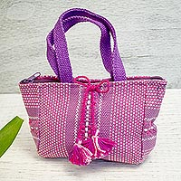 Cotton handbag, 'Chic Pink' - Handwoven Cotton Handbag in Pink from Mexico