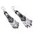 Glass beaded waterfall earrings, 'Black and White Arrowheads' - Huichol Black and White Beadwork Waterfall Earrings