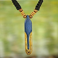 Wood pendant necklace, 'Afadjato Mountain' - Hand Crafted African Ethnic Style Wood Pendant Necklace