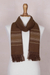 Men's alpaca blend scarf, 'Andean Clouds in Brown' - Men's Artisan Crafted Woven Brown Alpaca Blend Scarf