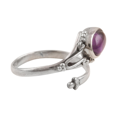 Amethyst wrap ring, 'Summer Berries' - Hand Made Amethyst and Sterling Silver Wrap Ring