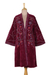 Cotton velvet kimono jacket, 'Mulberry Kashmiri Garden' - Embroidered Cotton Velvet Jacket from India (image 2a) thumbail